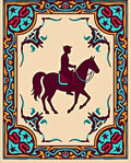 Ornate Horse Rider Pattern Rug
