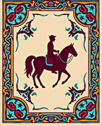 Ornate Horse Rider Pattern Rug