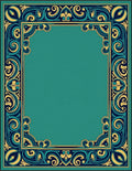 Ornate Teal Gold Swirl Border Rug