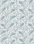 Teal Fern Swirl Pattern Accent Rug