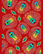 Vibrant Peacock Feather Pattern Rug