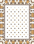 Golden Brown Floral Border Dot Pattern Rug