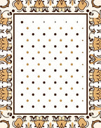 Golden Brown Floral Border Dot Pattern Rug