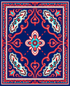 Bold Red White Blue Paisley Rug