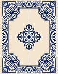 Elegant Blue Cream Floral Motif Rug