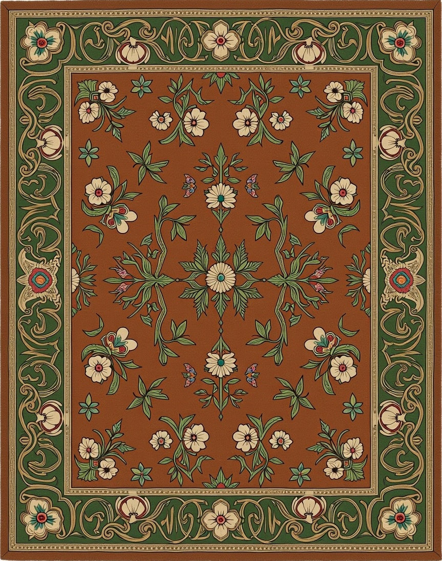 Art Nouveau Floral Garden Rug