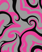 Modern Pink Black Swirl Pattern Rug
