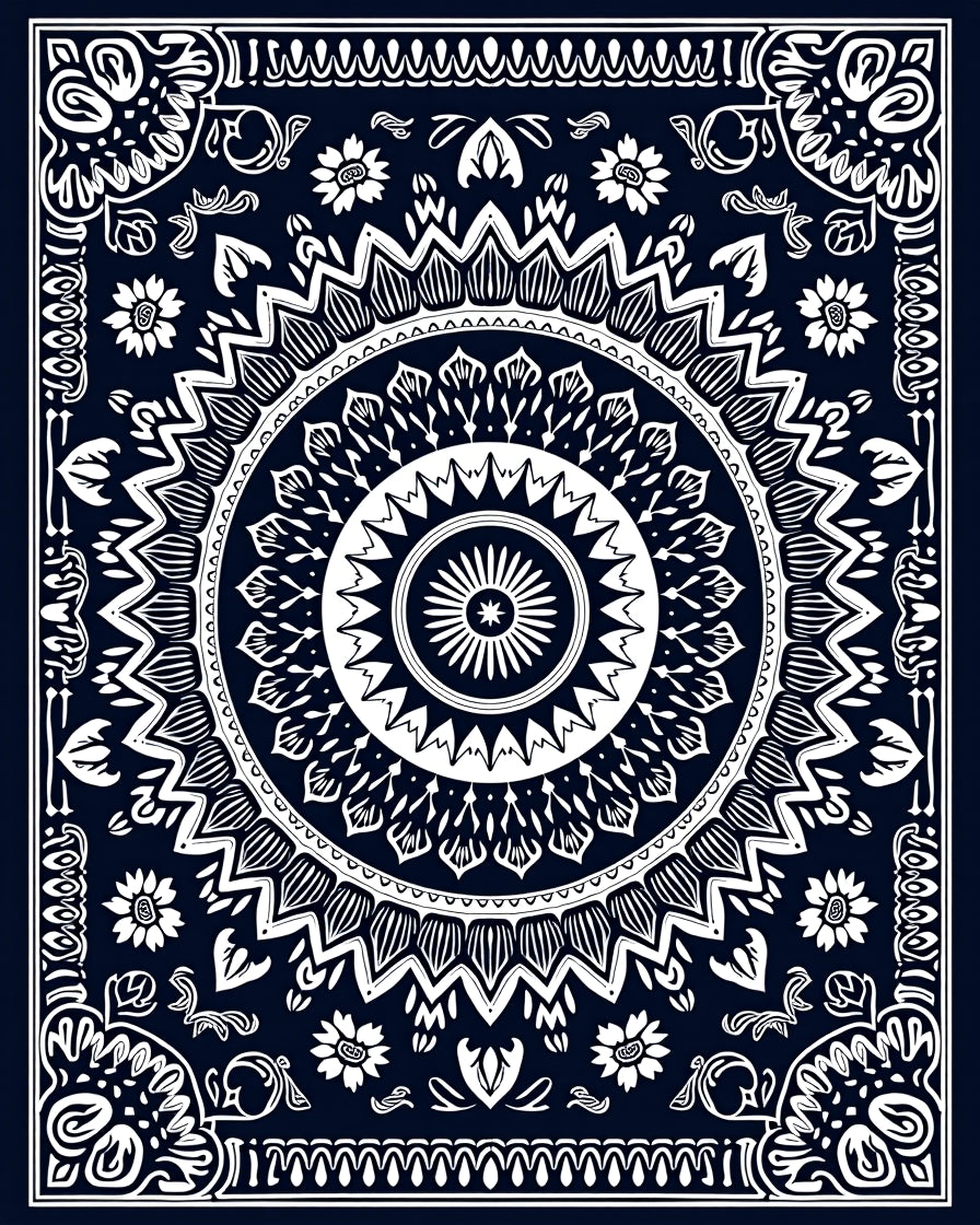 Intricate Mandala Floral Lace Pattern Rug
