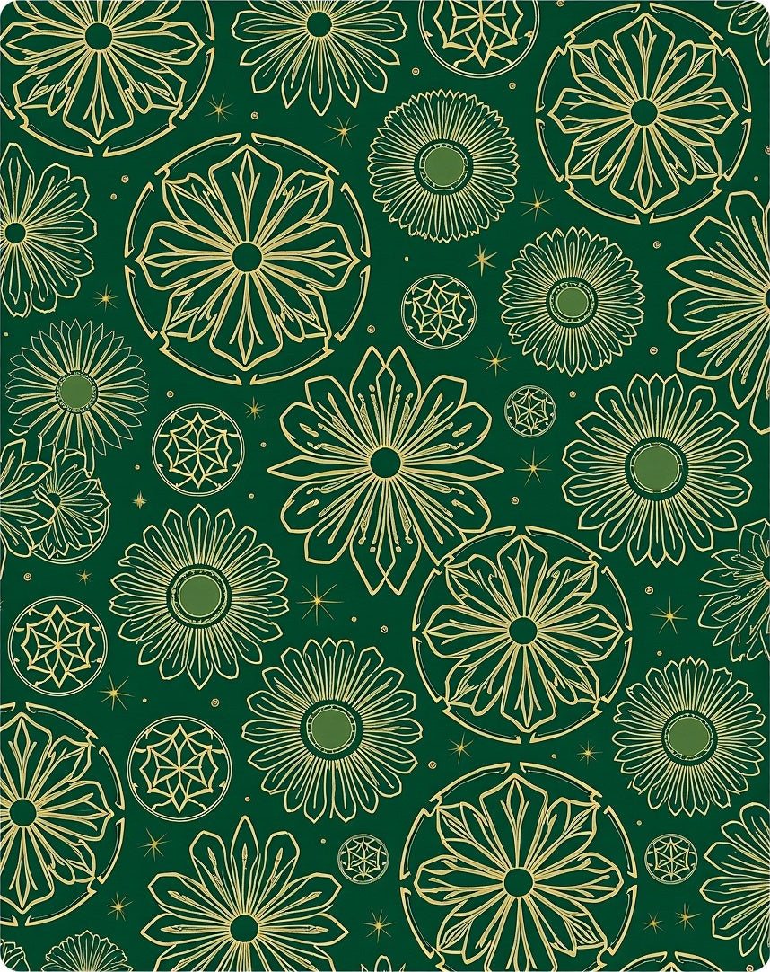 Emerald Golden Floral Medallion Arrangement Rug