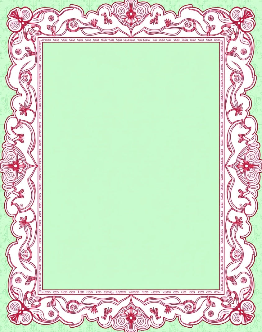 Ornate Floral Vine Border Rug