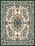 Traditional Floral Medallion Green Rug