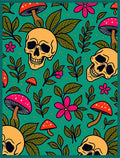 Whimsical Skull Mushroom Pattern Rug