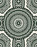 Dark Green Cream Mandala Print Rug