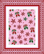 Pink Snowflakes and Bells Border Rug