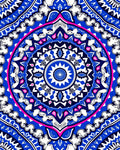 Vibrant Blue Pink Mandala Design Rug