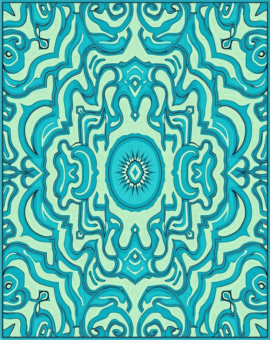 Oceanic Tribal Symmetry Pattern Rug