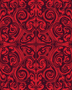 Red Abstract Swirls Ornate Design Rug