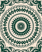 Green Floral Mandala Patterned Rug