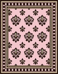 Classic Damask Floral Pattern Pink Rug
