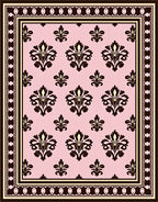 Classic Damask Floral Pattern Pink Rug
