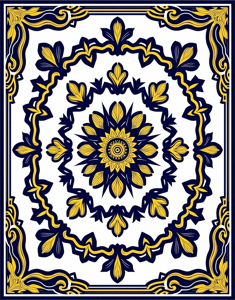 Ornate Floral Medallion Pattern Design Rug