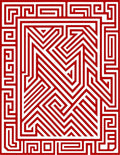 Bold Red Geometric Labyrinth Pattern Rug