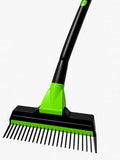 Bright Green and Black Leaf Rake Rug