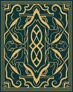 Elegant Gold Scrollwork Teal Rug