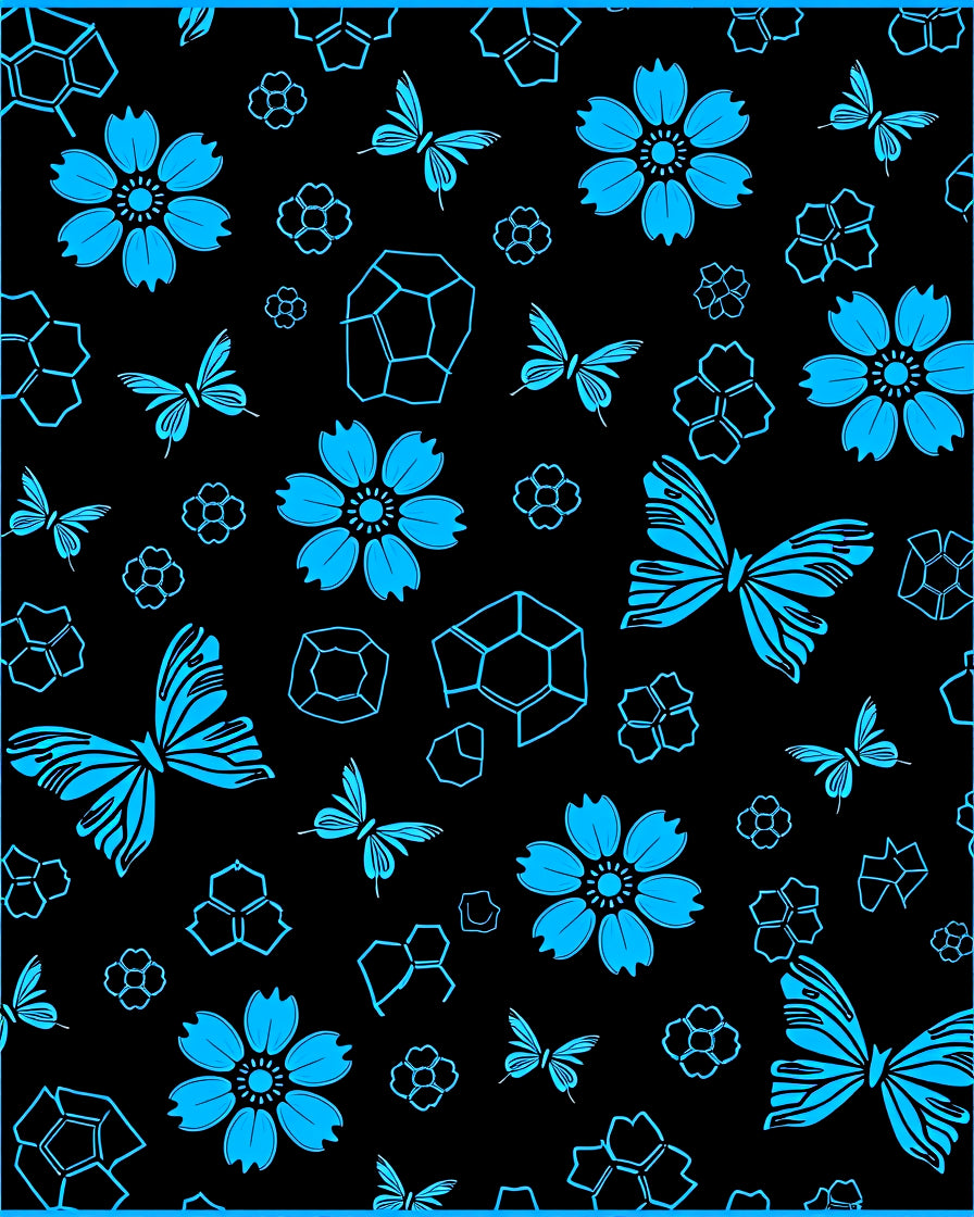 Floral Butterfly Geometric Print Rug