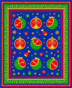 Bright Blue Festive Ornament Swirl Rug