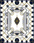 Geometric Symmetry Navy Gold Design Rug