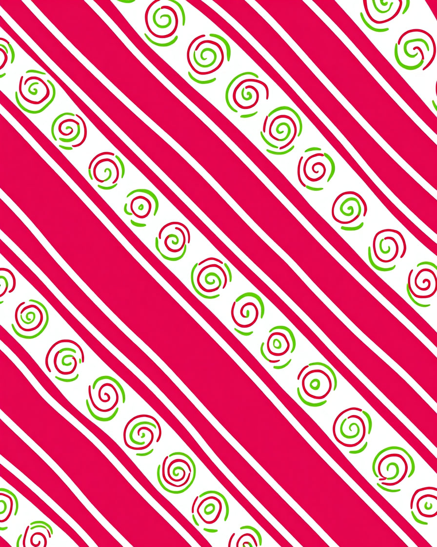 Red Green Swirl Diagonal Stripe Accent Rug