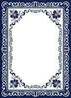 Navy Floral Scroll Border Design Rug