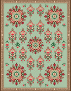 Floral Medallion Mint Green Rug