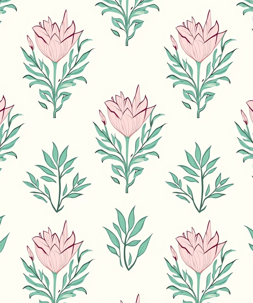 Pink Floral Botanical Pattern Design Rug