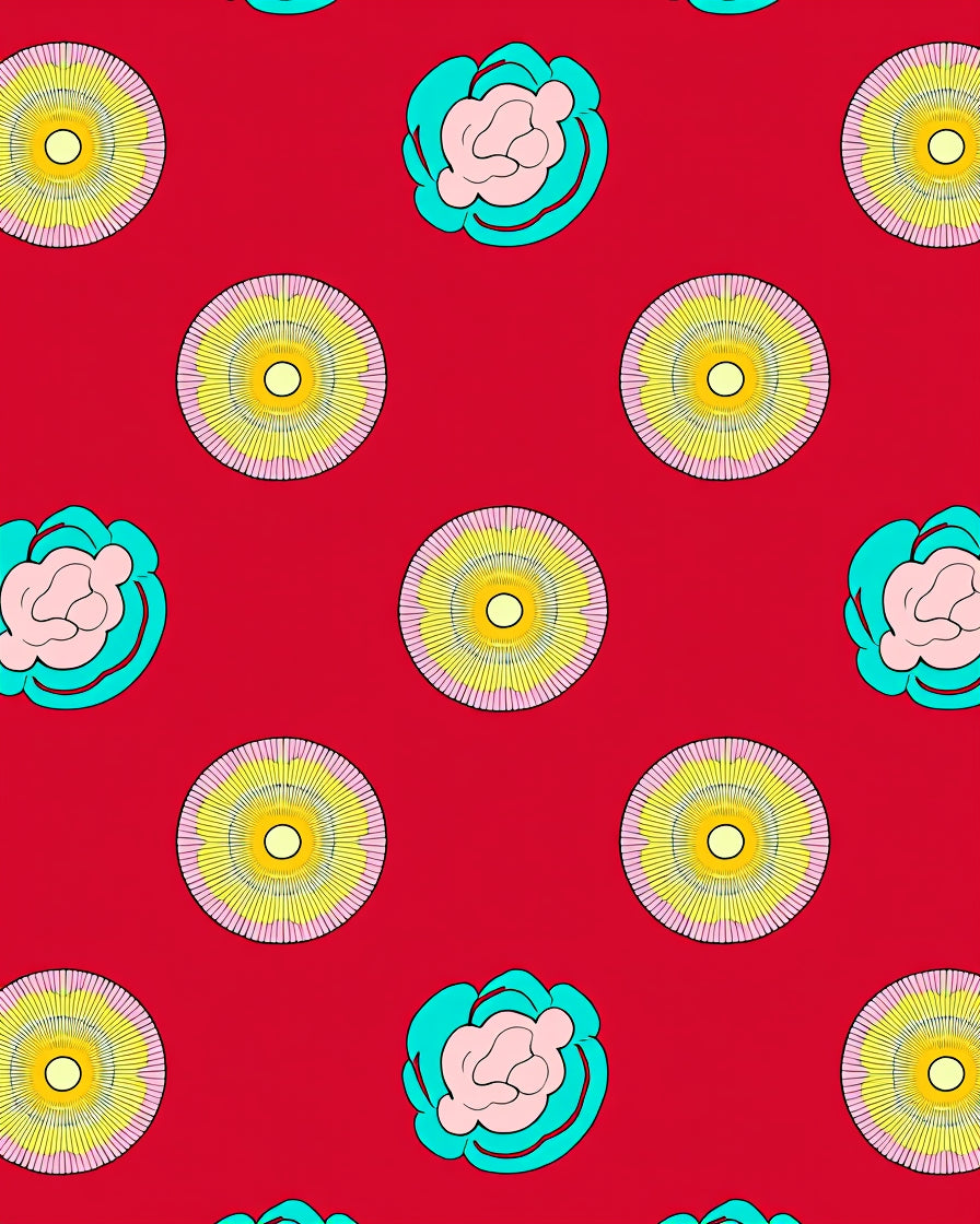 Retro Floral Sunburst Pattern Rug