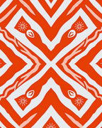Vibrant Red White Abstract Pattern Design Rug