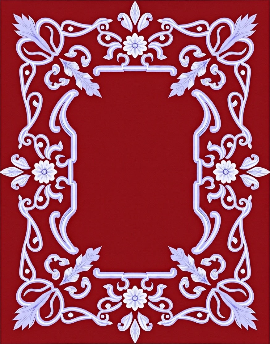 Elegant Floral Scrollwork Frame Design Rug