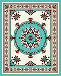 Turquoise Medallion Floral Border Rug