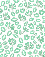 Mint Green Leaf Pattern Design Rug