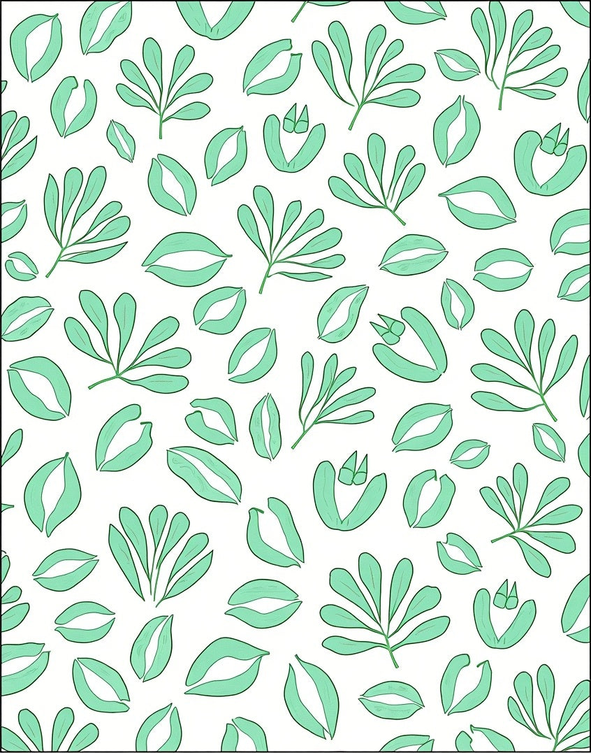 Mint Green Leaf Pattern Design Rug