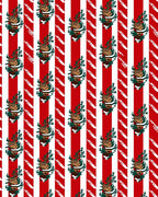 Crimson White Pinecone Ribbon Stripes Rug