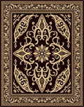 Elegant Tan Floral Scrollwork Design Rug