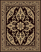 Elegant Tan Floral Scrollwork Design Rug