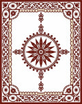 Ornate Starburst Medallion Border Design Rug