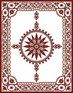 Ornate Starburst Medallion Border Design Rug
