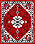 Vibrant Red Intricate Floral Pattern Rug
