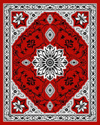 Vibrant Red Intricate Floral Pattern Rug