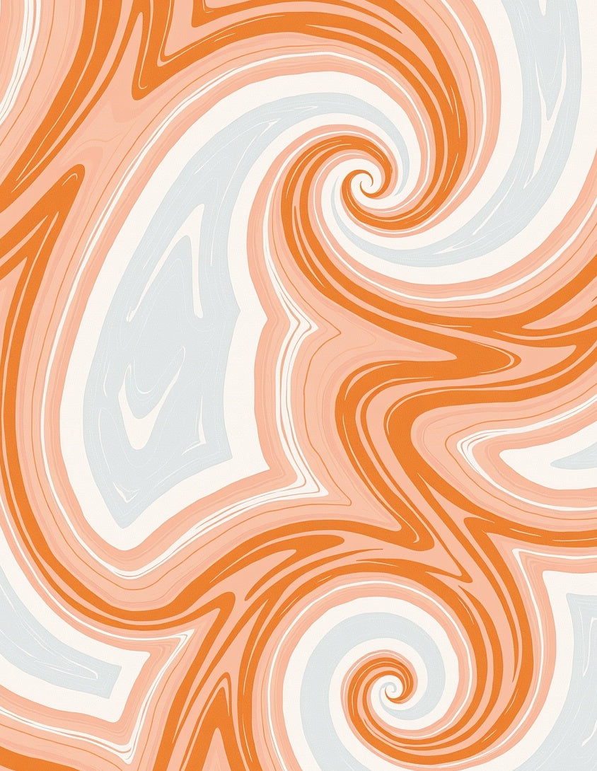 Orange Pastel Swirl Abstract Rug