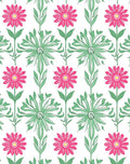 Pink Green Floral Patterned Design Rug